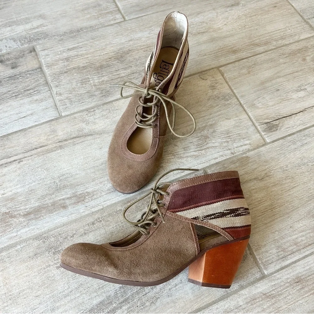 Anthropologie Latigo Soleil Suede Lace Up Bootie